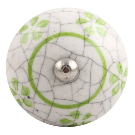 Pea Green Floral Crackle Ceramic Wine Stopper 